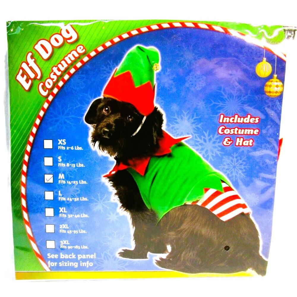 Rasta Imposta Pet Dog Christmas Costume with Hat Elf Size Medium